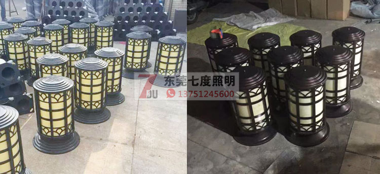 香蕉视频官网照明(QDZTD-009)户外圆柱仿云石柱头灯生产实拍图片